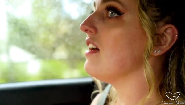 Play this hardcore movie titled : Blonde MILF Charlie Forde Gets Dirty in Backseat Car Interview - No Panties, Tits Out on Rainy Day Drive