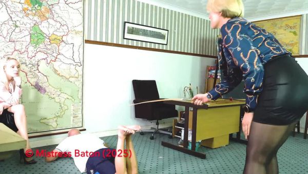 Enjoy watching the full video of : Two Blonde Teachers Punish Naughty College Boy with Foot Torture and Caning