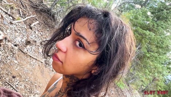 Play the complete scene of : Ravyn Alexa Outdoor Slut Hunt - Rough Doggy Style Face Fucking & Creampie Filled with Cum