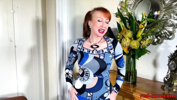 Stream this HD scene titled : Horny MILF Red XXX Fingers Her Big Tits Alone at Home