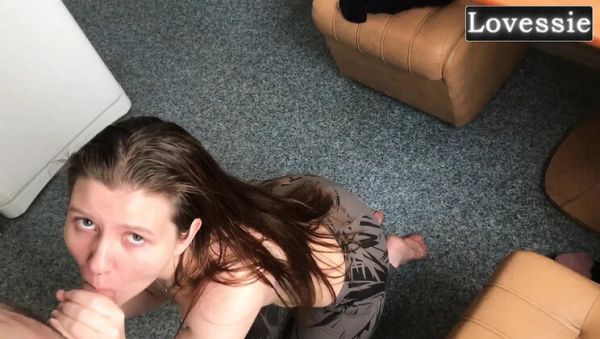 Play this hardcore clip called : Hot MILF Lovessie Gives Deep Blowjob in Kitchen POV Homemade