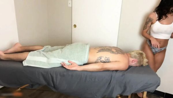 Watch this HD clip named : Naughty MILF Massage Therapist Rides a Huge Cock until He Cums Deep inside Her - Amateur Couple