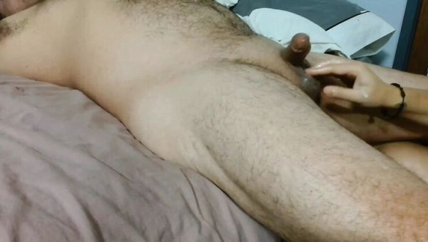 Watch this uncensored scene called : Horny Wife Wakes Up Hubby with a Morning Handjob