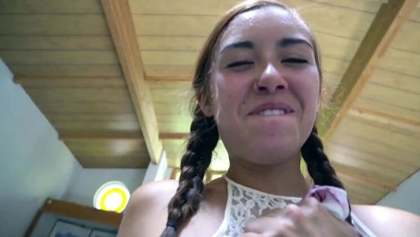 Play the full clip : Naughty babysitter BrandiBraids gets caught and takes a huge cumshot