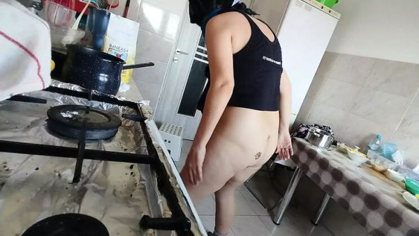 Enjoy watching uncut movie named : Sexy Mom Big Tits Hairy Pussy Cooks Breakfast Naked