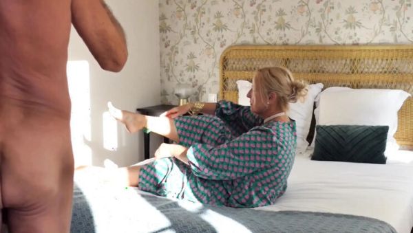 Watch the complete scene of : Hot blonde wife loves footjob and pussy licking
