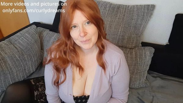 Stream the hardcore video of : Curvy Redhead MILF Slides Oil on Her Natural Big Tits - Imagine It's Your Hands