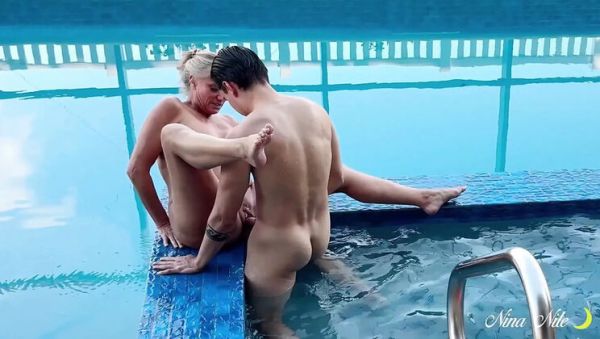 Stream the uncensored clip of : MILF Nina Nite Teaches Her Cub Poolside Moves With Big Natural Tits