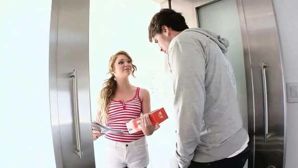 Stream this hardcore video : Big tits delivery girl Jessi swallows massive dick