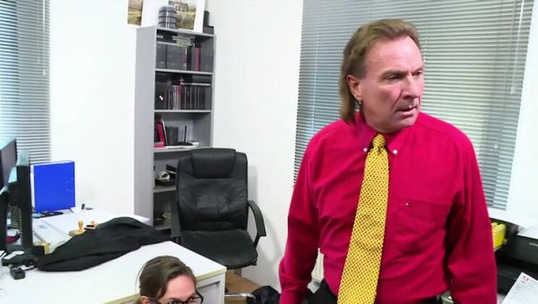 Enjoy watching the uncut video titled : Big George's Hairy Brunette Secretary Gets Big Ass Sprayed With Cum