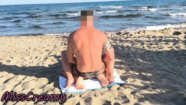 Watch the uncut video named : Caught by a Girl During Beach Sex – Miss Creamy Stepsister Blowjob and Huge Cumshot in Public