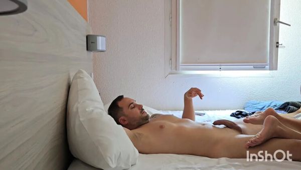 Watch this hardcore video titled : Amateur hotel room blowjob and handjob with huge cumshot