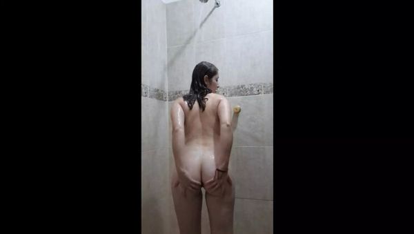 Stream this uncensored scene named : Blonde Teen Eliza White Teases Her Big Ass in Shower - Homemade HD Video